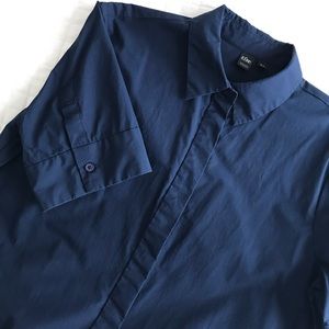 Navy blue shirt dress with pockets sz L